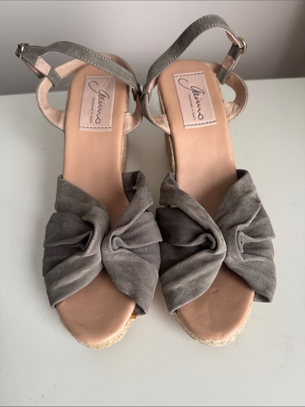 Gianno Grey Knotted Espadrille Sandals for Women